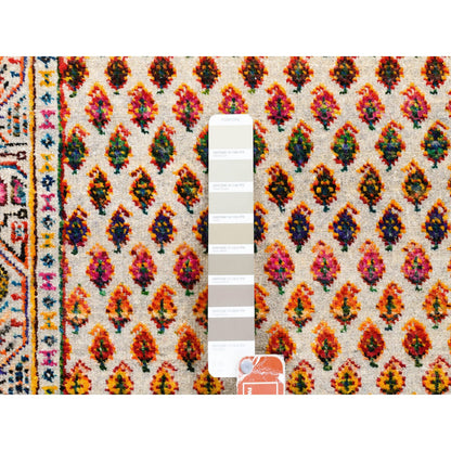 Modern and Contemporary Wool & Sari Silk Hand Knotted Rug Beige Beige 2.6X6.0 -O062334