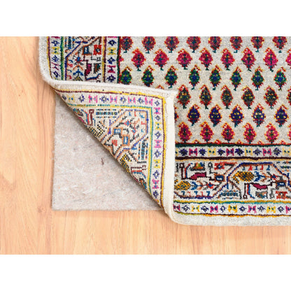 Modern and Contemporary Wool & Sari Silk Hand Knotted Rug Beige Beige 2.4X10.2 -O062338