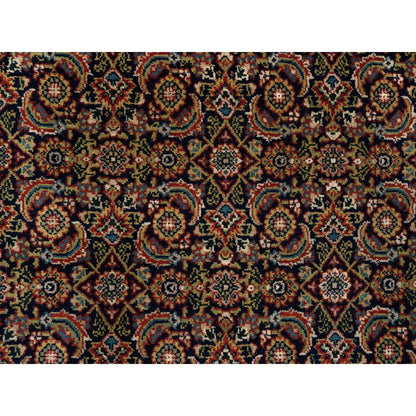 Fine Oriental Wool & Silk Hand Knotted Rug Black Red 5.2X7.1 -O062341