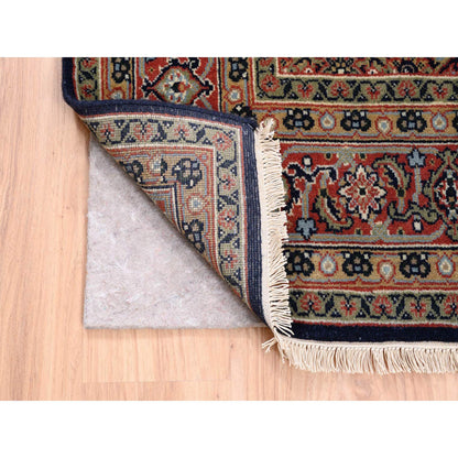 Fine Oriental Wool & Silk Hand Knotted Rug Black Red 5.1X7.1 -O062342