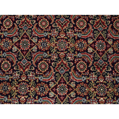 Fine Oriental Wool & Silk Hand Knotted Rug Black Red 4.0X6.3 -O062344