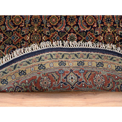 Fine Oriental Wool & Silk Hand Knotted Rug Black Red 5.9X5.9 -O062349