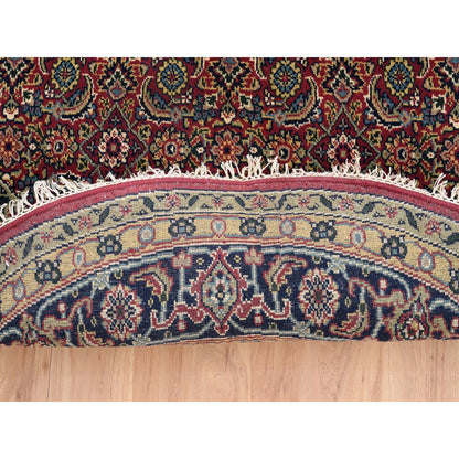 Fine Oriental Wool & Silk Hand Knotted Rug Red Navy Blue 6.0X6.1 -O062350