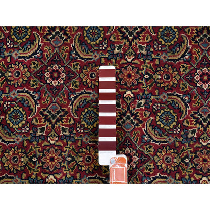 Fine Oriental Wool & Silk Hand Knotted Rug Red Navy Blue 6.0X6.1 -O062350