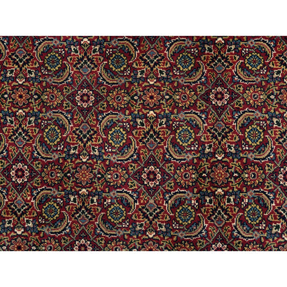 Fine Oriental Wool & Silk Hand Knotted Rug Red Navy Blue 6.0X6.1 -O062350