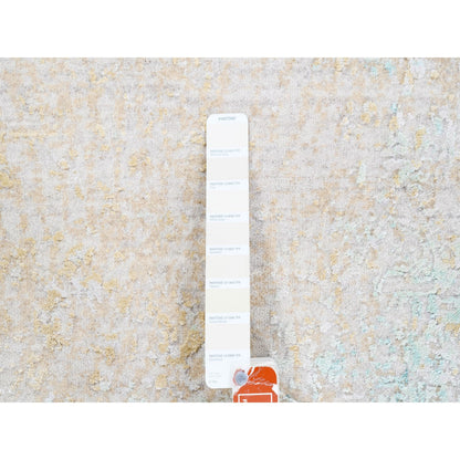 Wool and Silk Wool & Pure Silk Hand Knotted Rug Ivory No Border 5.0X7.0 -O062354