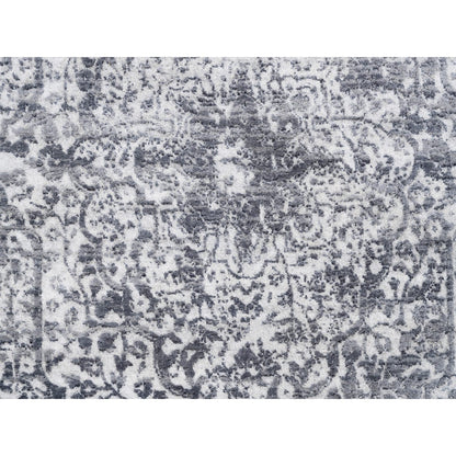 Transitional Wool & Pure Silk Hand Knotted Rug Grey No Border 4.1X10.0 -O062355
