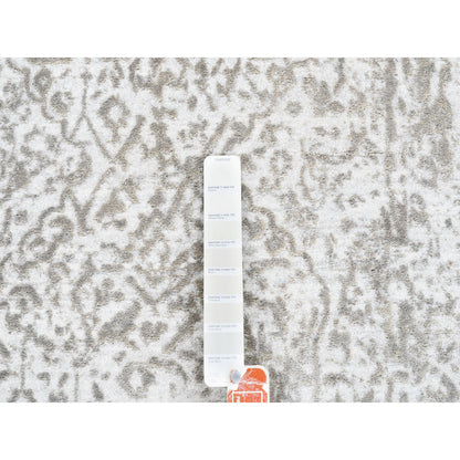 Transitional Wool & Pure Silk Hand Knotted Rug Ivory No Border 2.7X10.0 -O062361