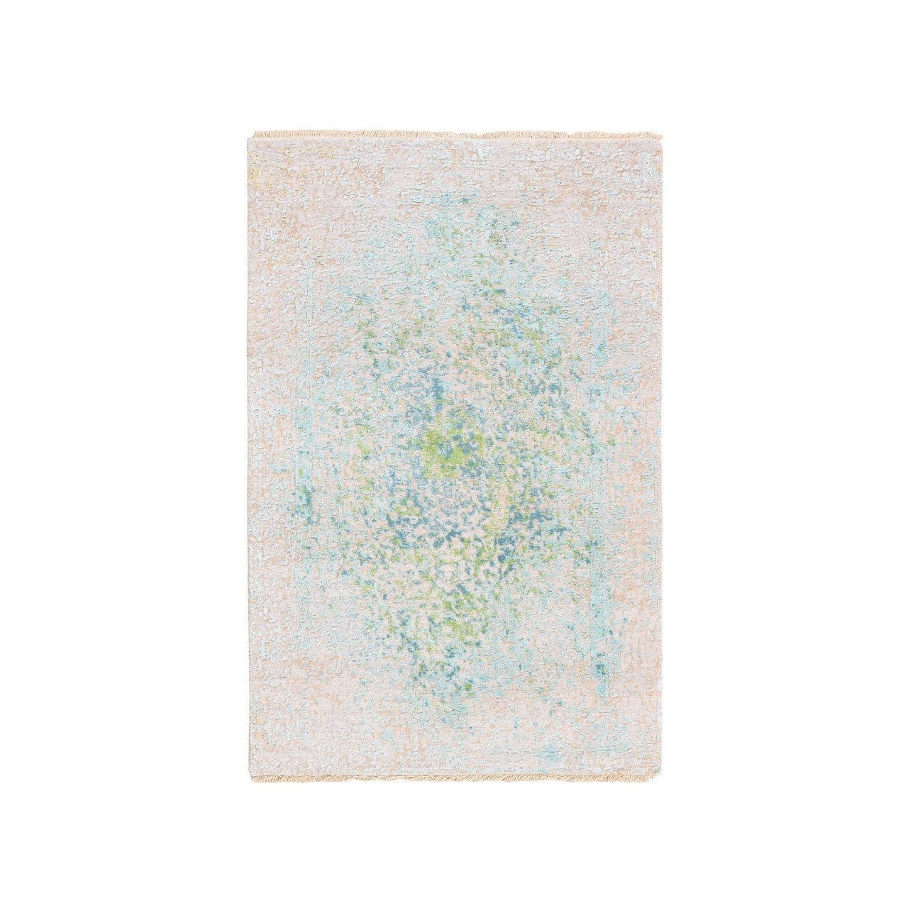Wool and Silk Wool & Pure Silk Hand Knotted Rug Ivory No Border 3.1X5.0 -O062362