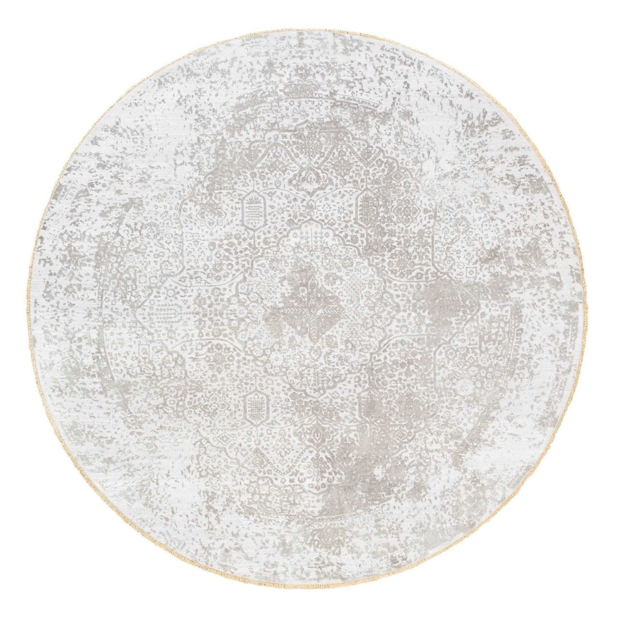 Ivory 10'0" x 10'0" Transitional & Pure Hand knotted Wool/Silk Rug - Sku: O062368