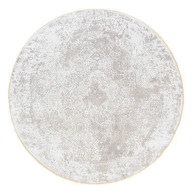Transitional Wool & Pure Silk Hand Knotted Rug Ivory No Border 10.0X10.0 -O062368