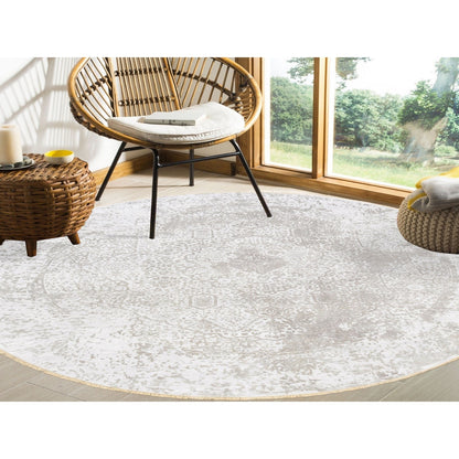 Transitional Wool & Pure Silk Hand Knotted Rug Ivory No Border 10.0X10.0 -O062368