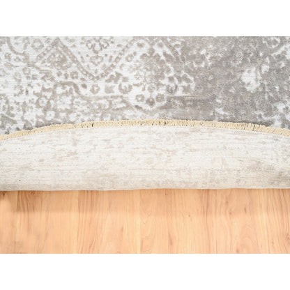 Transitional Wool & Pure Silk Hand Knotted Rug Ivory No Border 10.0X10.0 -O062368