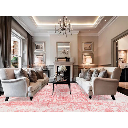 Transitional Wool & Pure Silk Hand Knotted Rug Ivory No Border 10.0X14.0 -O062370