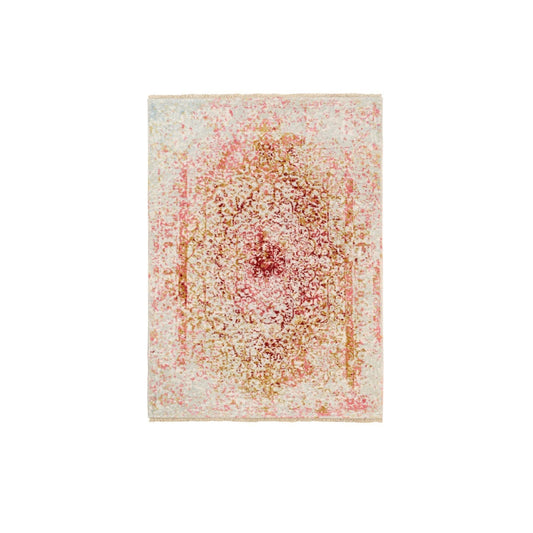 Modern and Contemporary Wool & Pure Silk Hand Knotted Rug Ivory No Border 3.1X4.10 -O062372