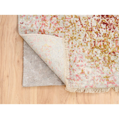 Modern and Contemporary Wool & Pure Silk Hand Knotted Rug Ivory No Border 3.1X4.10 -O062372