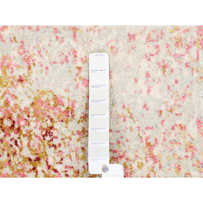 Modern and Contemporary Wool & Pure Silk Hand Knotted Rug Ivory No Border 3.1X4.10 -O062372