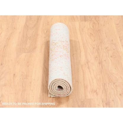 Modern and Contemporary Wool & Pure Silk Hand Knotted Rug Ivory No Border 3.1X4.10 -O062372