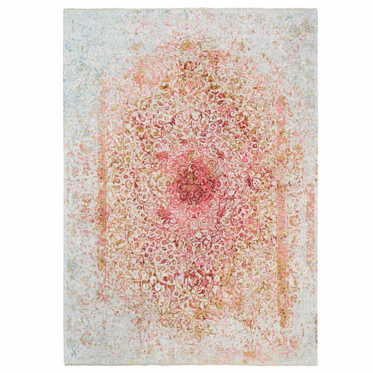 Modern and Contemporary Wool & Pure Silk Hand Knotted Rug Pink No Border 9.1X12.0 -O062373