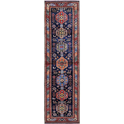 Kazak Wool Hand Knotted Rug Blue 2.8x9.6 -O0623