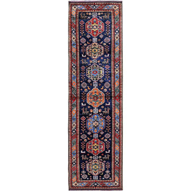 Kazak Wool Hand Knotted Rug Blue 2.8x9.6 -O0623