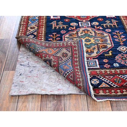 Kazak Wool Hand Knotted Rug Blue 2.8x9.6 -O0623