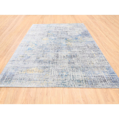 Modern and Contemporary Wool & Silk Hand Knotted Rug Grey No Border 8.1X10.0 -O062405