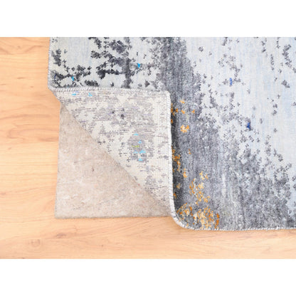 Modern and Contemporary Wool & Silk Hand Knotted Rug Black No Border 8.0X10.0 -O062407