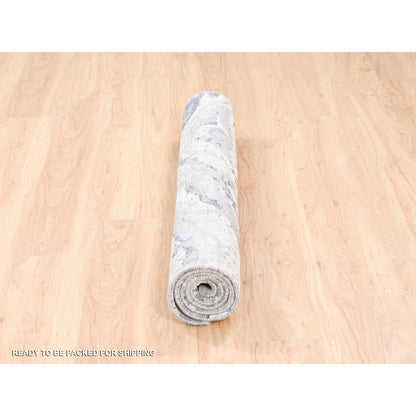 Modern and Contemporary Wool & Silk Hand Knotted Rug Ivory No Border 4.1X5.9 -O062429