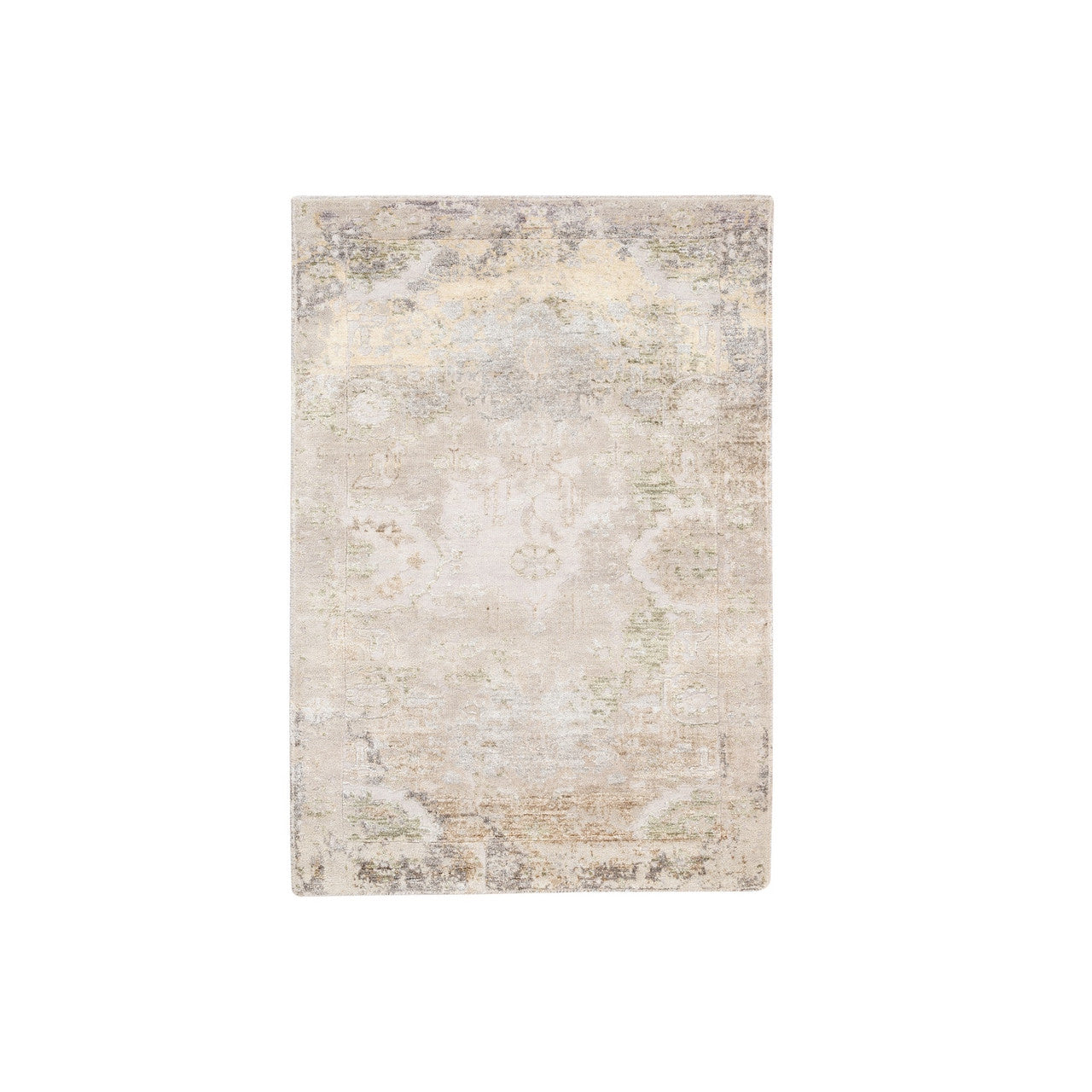 Beige 3'0" x 5'0" Modern and Contemporary Hand knotted Wool/Silk Rug - Sku: O062431