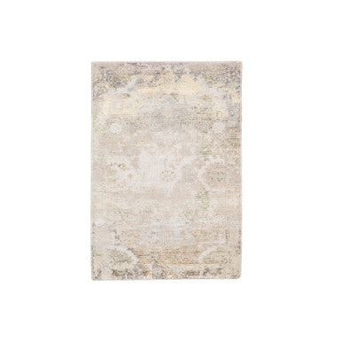 Modern and Contemporary Wool & Silk Hand Knotted Rug Beige No Border 3.0X5.0 -O062431
