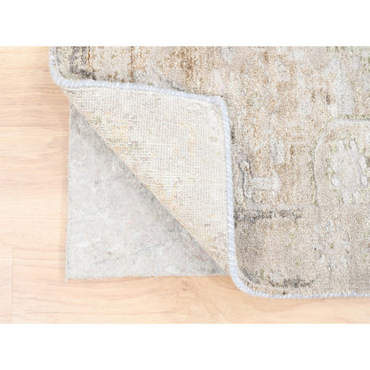 Modern and Contemporary Wool & Silk Hand Knotted Rug Beige No Border 3.0X5.0 -O062431