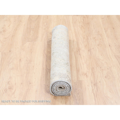 Modern and Contemporary Wool & Silk Hand Knotted Rug Beige No Border 3.0X5.0 -O062431