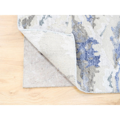 Modern and Contemporary Wool & Silk Hand Knotted Rug Grey No Border 2.7X8.0 -O062434