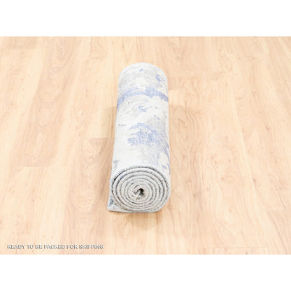 Modern and Contemporary Wool & Silk Hand Knotted Rug Grey No Border 2.7X8.0 -O062434