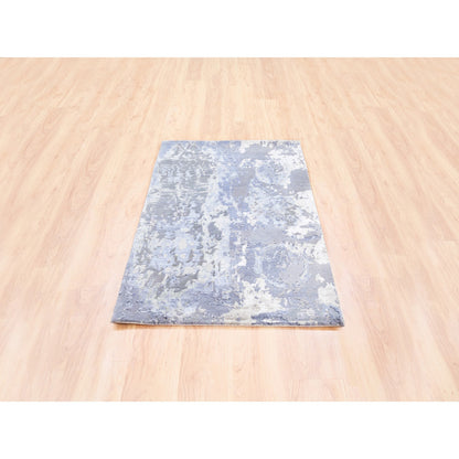 Modern and Contemporary Wool & Silk Hand Knotted Rug Grey No Border 3.1X5.1 -O062435
