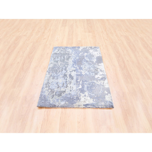 Modern and Contemporary Wool & Silk Hand Knotted Rug Grey No Border 3.1X5.1 -O062435