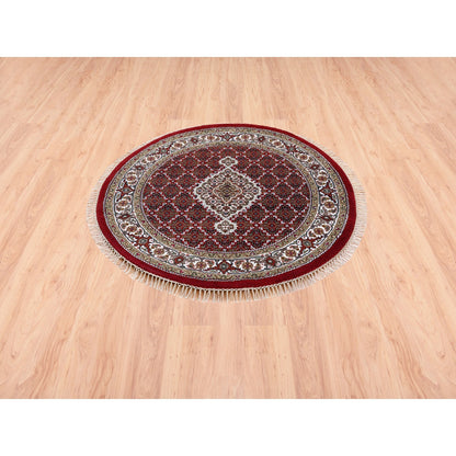 Fine Oriental Wool Hand Knotted Rug Red Ivory 4.0X4.0 -O062441