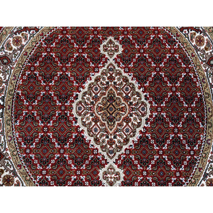 Fine Oriental Wool Hand Knotted Rug Red Ivory 4.0X4.0 -O062441