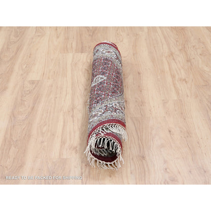 Fine Oriental Wool Hand Knotted Rug Red Ivory 4.0X4.0 -O062441