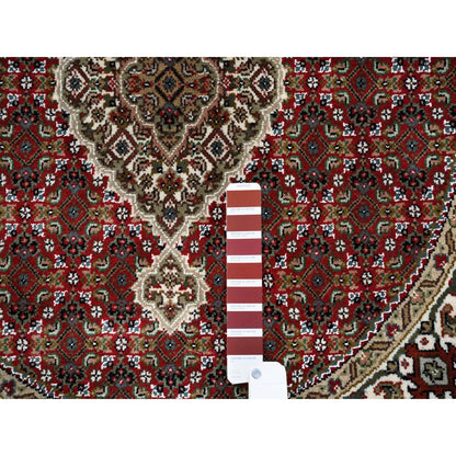 Fine Oriental Wool Hand Knotted Rug Red Ivory 4.1X4.1 -O062442