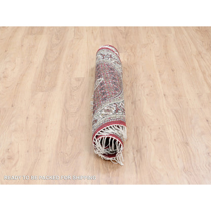 Fine Oriental Wool Hand Knotted Rug Red Ivory 4.1X4.1 -O062442