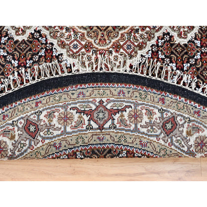 Fine Oriental Wool Hand Knotted Rug Black Ivory 4.2X4.2 -O062446