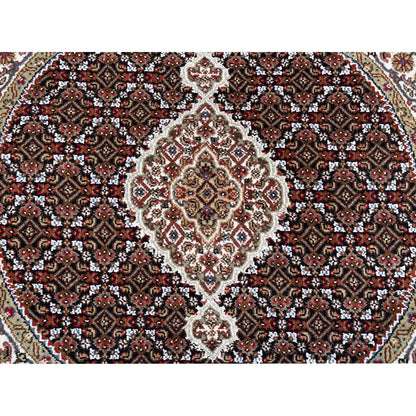 Fine Oriental Wool Hand Knotted Rug Black Ivory 4.2X4.2 -O062446