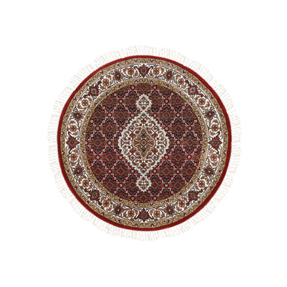 Fine Oriental Wool Hand Knotted Rug Red Ivory 3.4X3.4 -O062455