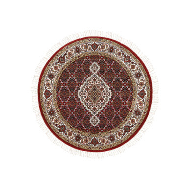 Fine Oriental Wool Hand Knotted Rug Red Ivory 3.4X3.4 -O062455