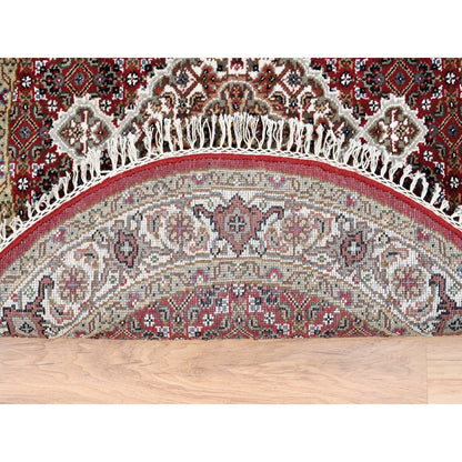 Fine Oriental Wool Hand Knotted Rug Red Ivory 3.4X3.4 -O062455