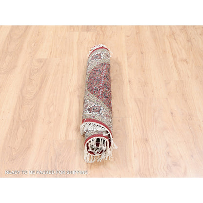 Fine Oriental Wool Hand Knotted Rug Red Ivory 3.4X3.4 -O062455