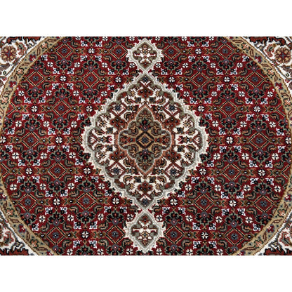 Fine Oriental Wool Hand Knotted Rug Red Ivory 3.4X3.4 -O062456