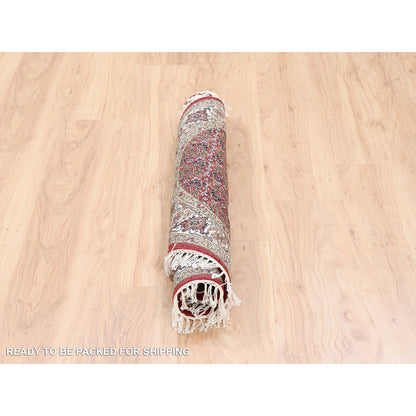 Fine Oriental Wool Hand Knotted Rug Red Ivory 3.4X3.4 -O062456